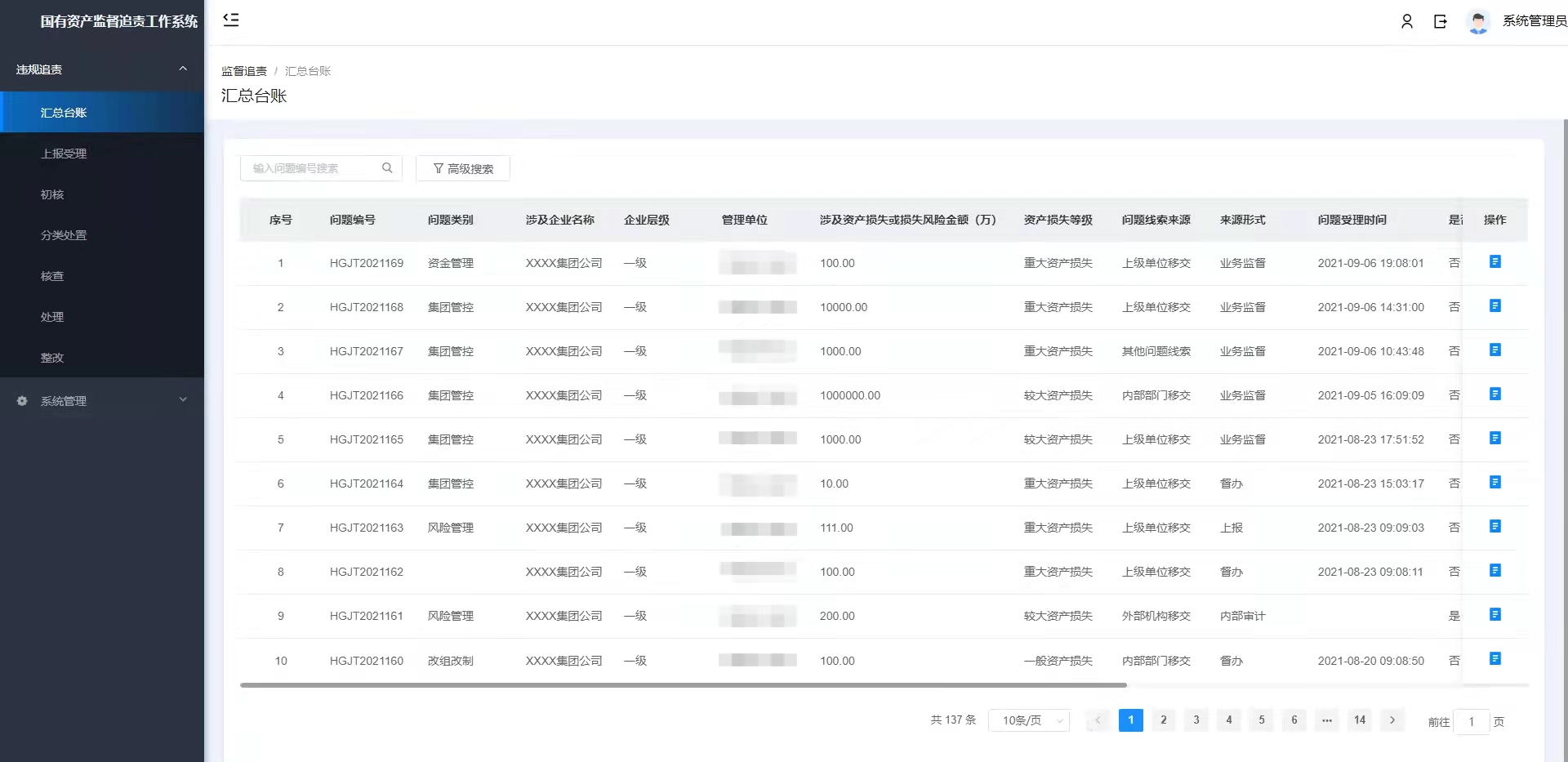 湖北省国资委国有资产监督追责系统项目